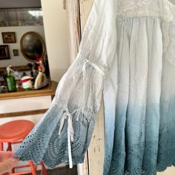 POL OMBRE EYELET TIE SLEEVE BLOUSE - Picture 4 of 17